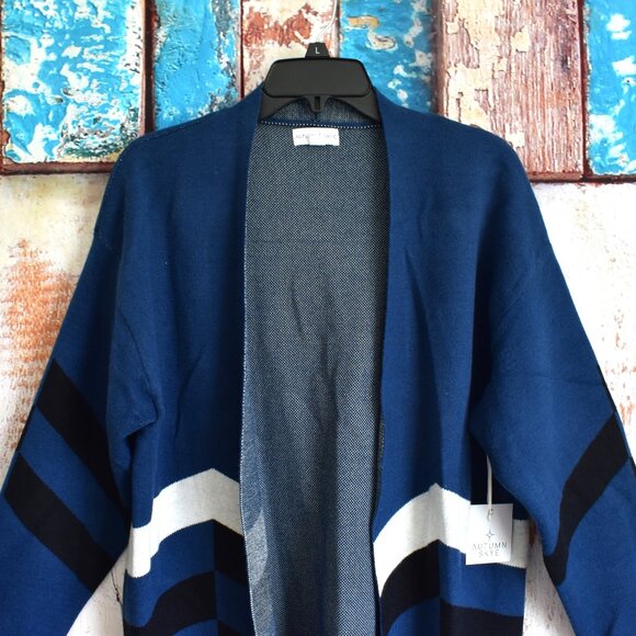 Women's Autumn Skye Long Open Cardigan Long Sleeve LARGE Blue NEW - Picture 2 of 9